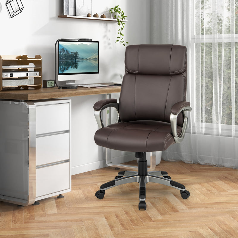 Swivel Ergonomic Office Chair Computer Desk Chair with Wheels-Brown