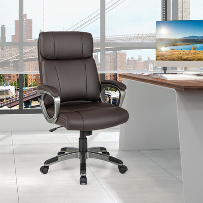 Swivel Ergonomic Office Chair Computer Desk Chair with Wheels-Brown