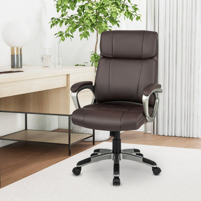 Swivel Ergonomic Office Chair Computer Desk Chair with Wheels-Brown