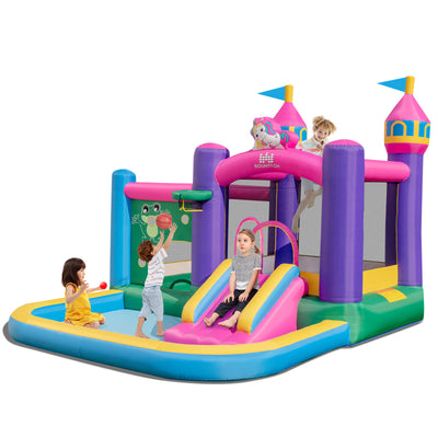 6-in-1 Kids Blow up Castle with Slide and Jumping Area and Ball Pit Pools without Blower