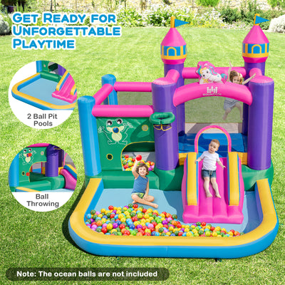 6-in-1 Kids Blow up Castle with Slide and Jumping Area and Ball Pit Pools without Blower