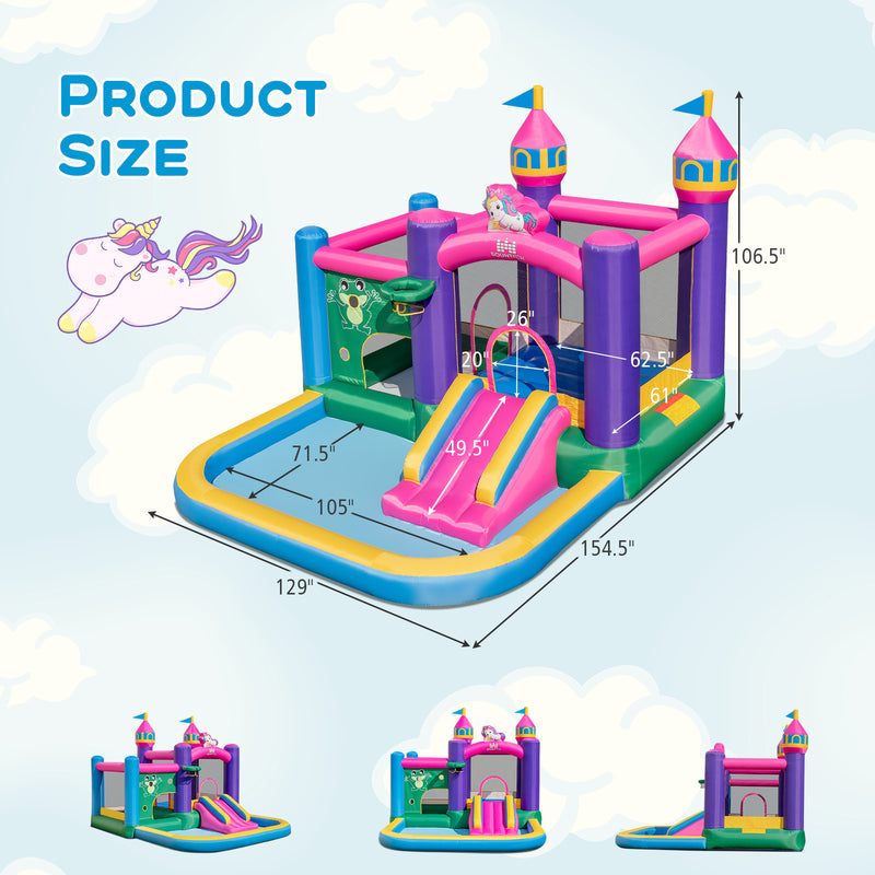 6-in-1 Kids Blow up Castle with Slide and Jumping Area and Ball Pit Pools without Blower