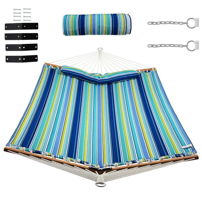 Foldable Portable Patio Hammock Swing Chair Bed with Detachable Pillow