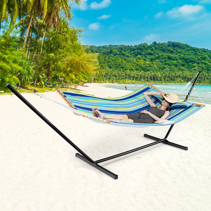 Foldable Portable Patio Hammock Swing Chair Bed with Detachable Pillow