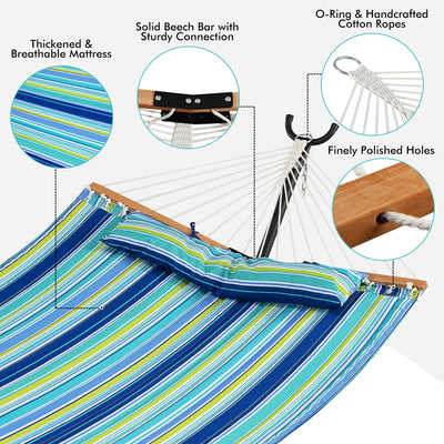 Foldable Portable Patio Hammock Swing Chair Bed with Detachable Pillow