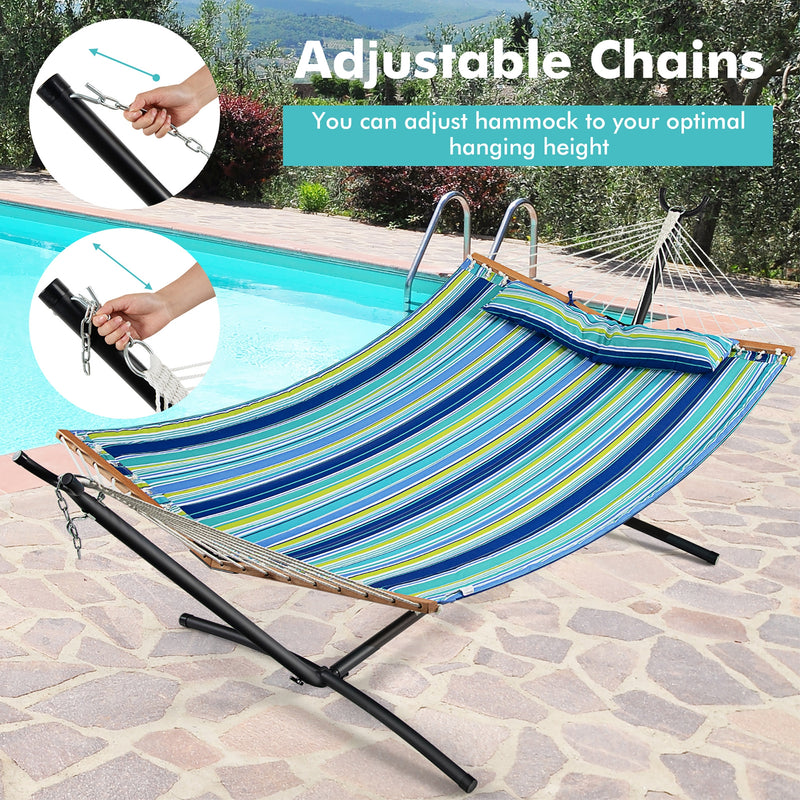 Foldable Portable Patio Hammock Swing Chair Bed with Detachable Pillow