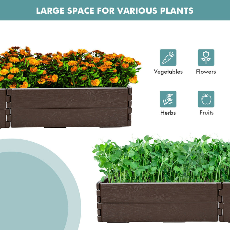 Raised Garden Bed Set for Vegetable and Flower-Brown