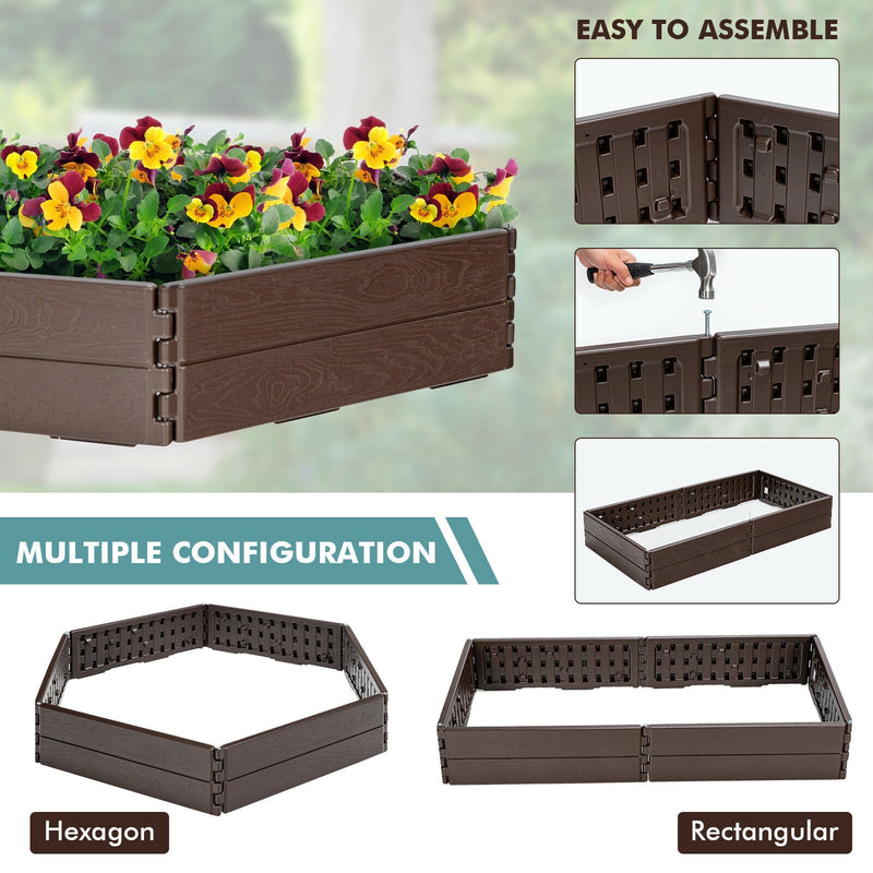 Raised Garden Bed Set for Vegetable and Flower-Brown