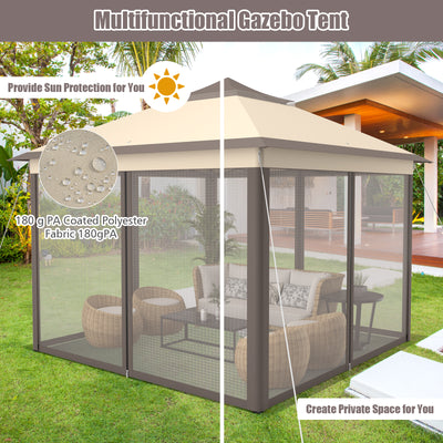 2-Tier 11 x 11 Feet Pop-Up Gazebo Tent Portable Canopy Shelter Carry Bag Mesh