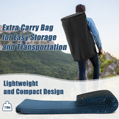 Lightweight Portable Memory Camping Mattress with Carrying Bag-Navy