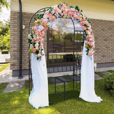 Steel Garden Arch with 2-Seat Bench