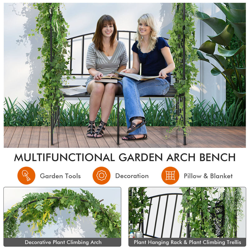 Steel Garden Arch with 2-Seat Bench