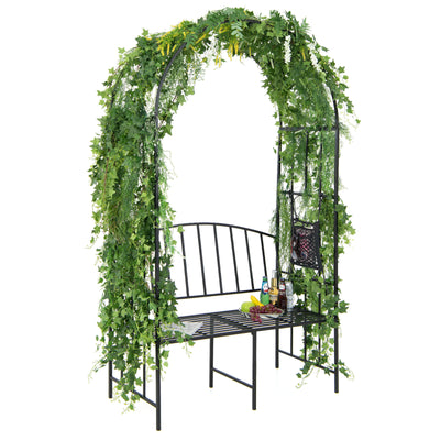 Steel Garden Arch with 2-Seat Bench