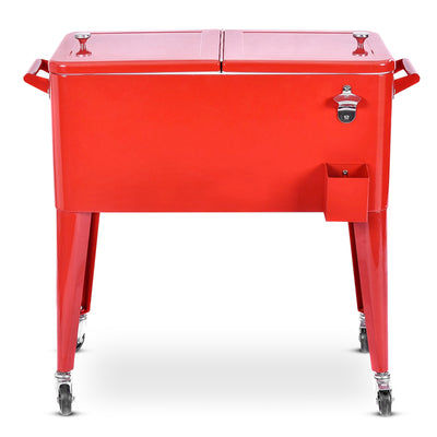 Red Portable Outdoor Patio Cooler Cart