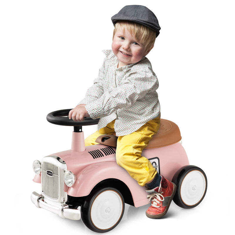 Kids Sit to Stand Vehicle with Working Steering Wheel and Under Seat Storage-Pink