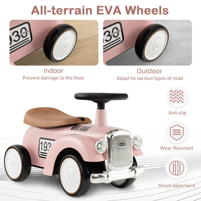 Kids Sit to Stand Vehicle with Working Steering Wheel and Under Seat Storage-Pink