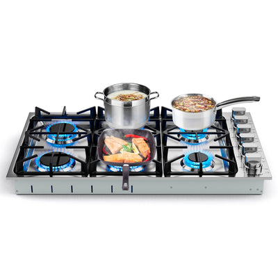 30/36 Inch Gas Cooktop with 4/6 Powerful Burners and ABS Knobs-36 inches