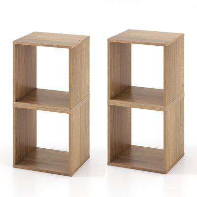 2 Cubes Stackable Bookcase for Living Room and Study-Natural