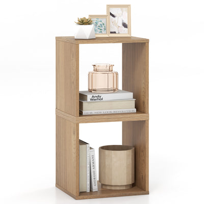 2 Cubes Stackable Bookcase for Living Room and Study-Natural