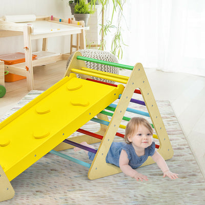 3 in 1 Wooden Set of 2 Triangle Climber with Ramp for Slid