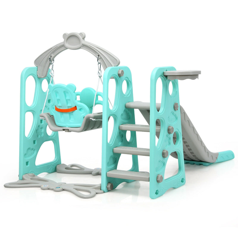 3 in 1 Toddler Climber and Swing Set Slide Playset-Green