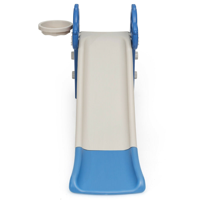 3-in-1 Kids Slide Baby Play Climber Slide Set with Basketball Hoop -Blue