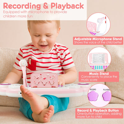 37-key Kids Electronic Piano Keyboard Playset-Pink