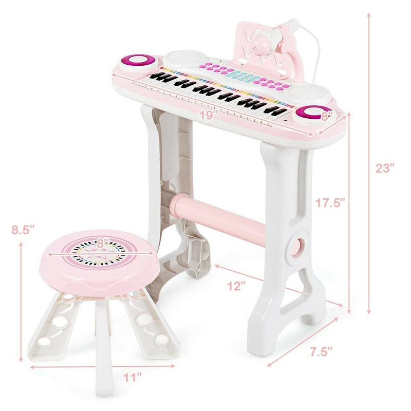 37-key Kids Electronic Piano Keyboard Playset-Pink