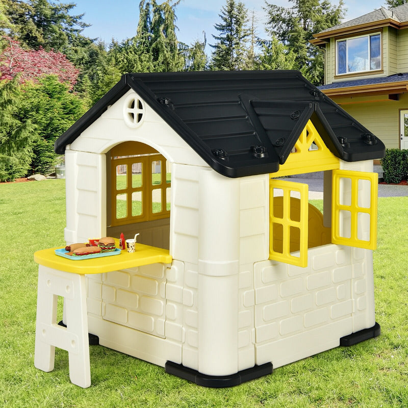 Kid’s Playhouse Pretend Toy House For Boys and Girls 7 Pieces Toy Set-Yellow