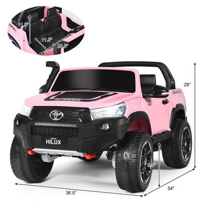 2*12V Licensed Toyota Hilux Ride On Truck Car 2-Seater 4WD with Remote Pink