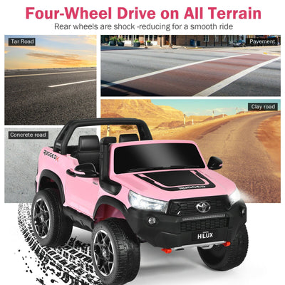 2*12V Licensed Toyota Hilux Ride On Truck Car 2-Seater 4WD with Remote Pink