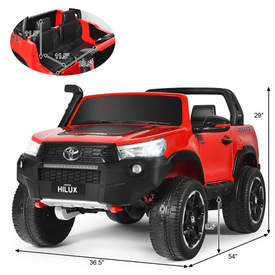 2*12V Licensed Toyota Hilux Ride On Truck Car 2-Seater 4WD with Remote Painted Red