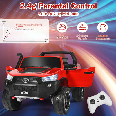 2*12V Licensed Toyota Hilux Ride On Truck Car 2-Seater 4WD with Remote Painted Red