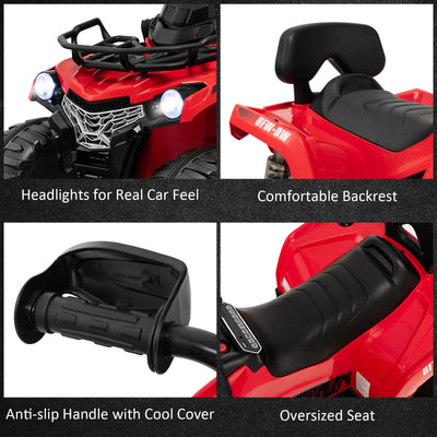 12V Kids Ride On ATV 4 Wheeler with MP3 and Headlights-Red