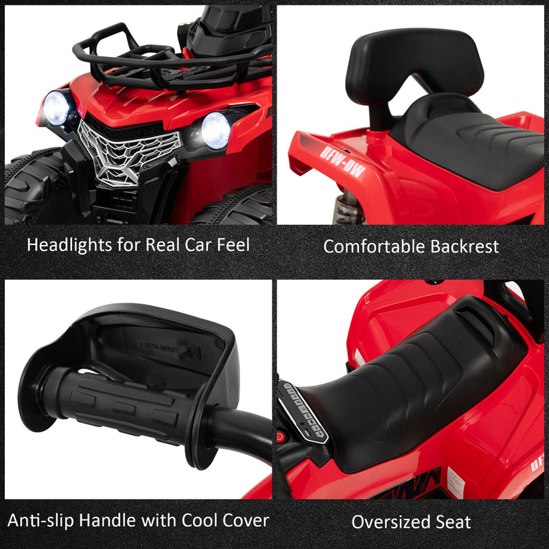 12V Kids Ride On ATV 4 Wheeler with MP3 and Headlights-Red