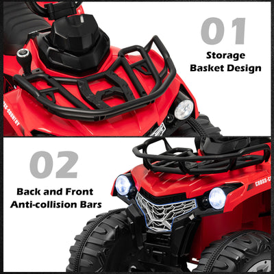 12V Kids Ride On ATV 4 Wheeler with MP3 and Headlights-Red