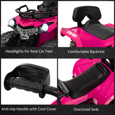 12V Kids Ride On ATV 4 Wheeler with MP3 and Headlights-Pink