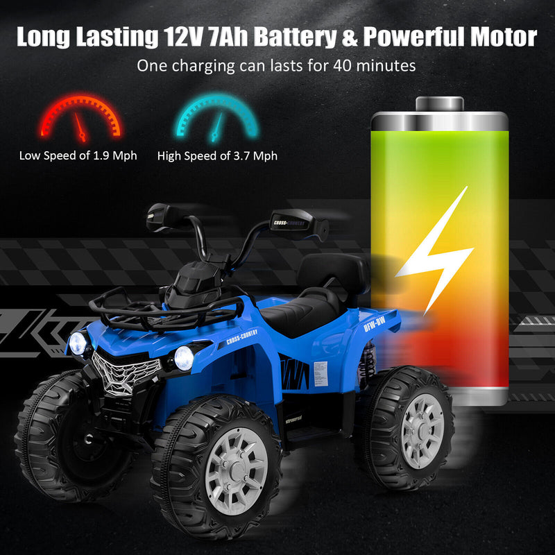 12V Kids Ride On ATV 4 Wheeler with MP3 and Headlights-Blue