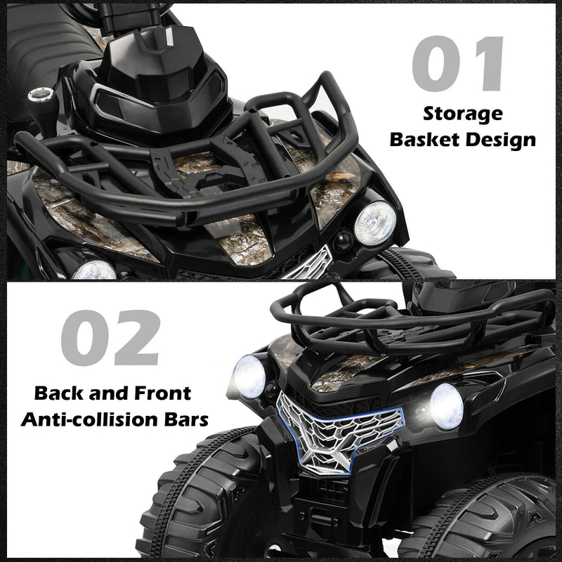 12V Kids Ride On ATV 4 Wheeler with MP3 and Headlights-Black