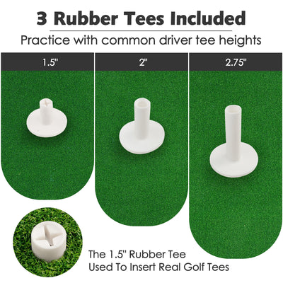 5 x 3 Feet Standard Real Feel Golf Practice Hitting Mat with Synthetic Turf and 3 Tees