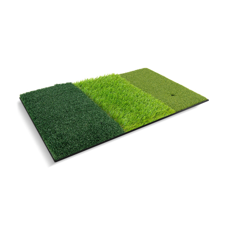 25 x 16 Inch Tri-Turf 3-in-1 Golf Hitting Mat Realistic Synthetic Turf with Tee Holder