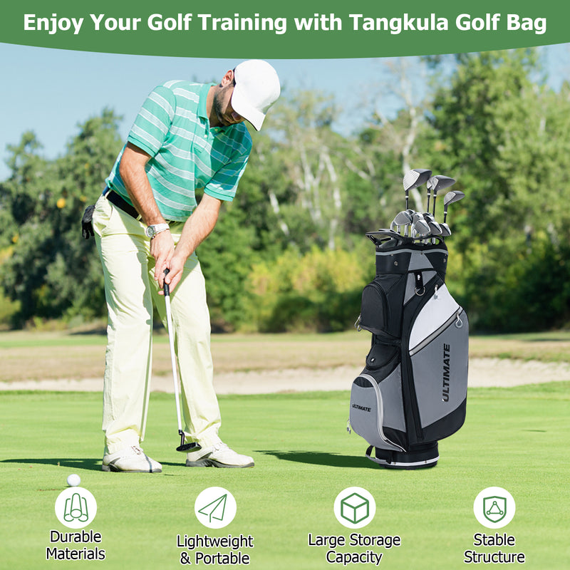 14-Way Golf Cart Stand Bag with Waterproof Rain Hood