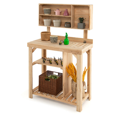 Garden Wooden Potting Table Workstation with Storage Shelf