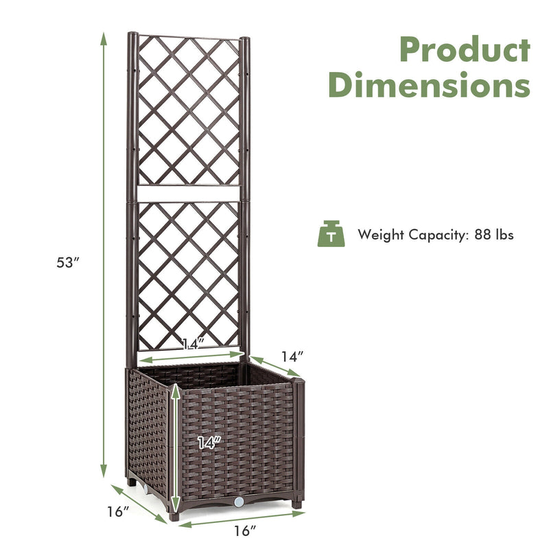 Raised Garden Bed with Trellis Planter Box for Climbing Plants-Coffee