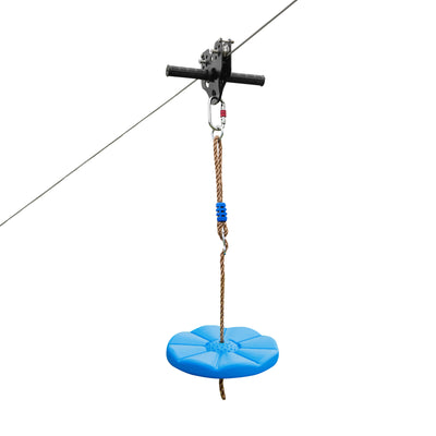 100 Feet Zipline Kit for Backyard Kids Adults with Stainless Steel Spring Brake Seat