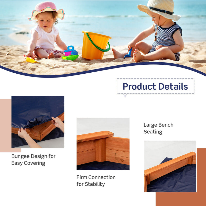 Hexagon Wooden Cedar Sand Box with Seat Boards