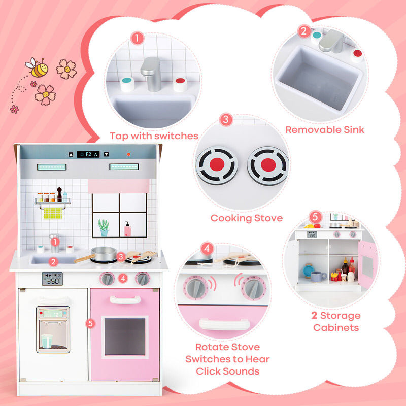 2-In-1 Kids Kitchen Playset and Dollhouse with Accessories