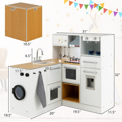 2-Pieces Wooden Kids Kitchen Playset with Light and Sound