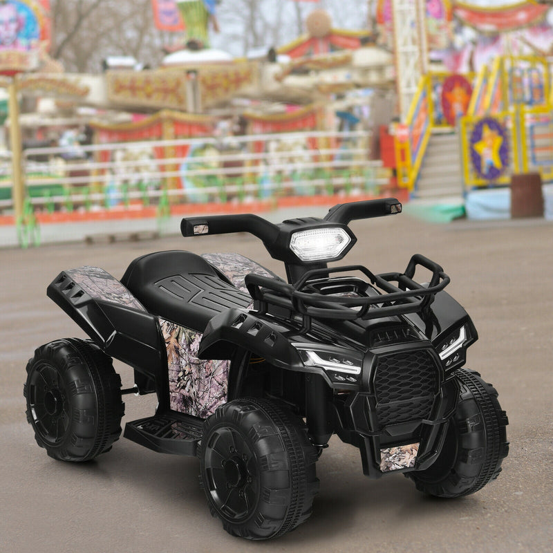 6V Kids ATV Quad Electric Ride On Car with LED Light and MP3-Black