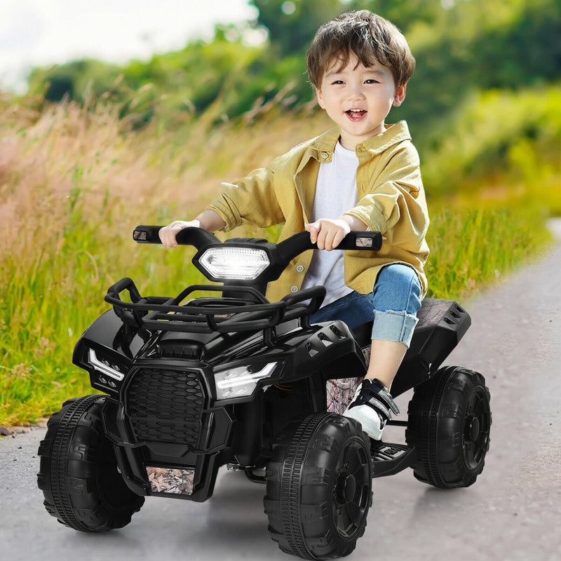 6V Kids ATV Quad Electric Ride On Car with LED Light and MP3-Black